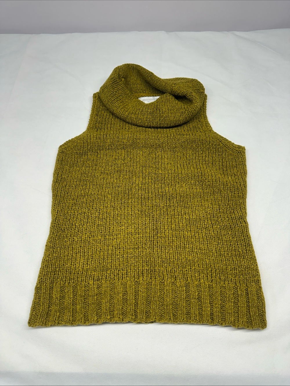 Jones New York Olive Green Sleeveless Cowl Neck Sweater